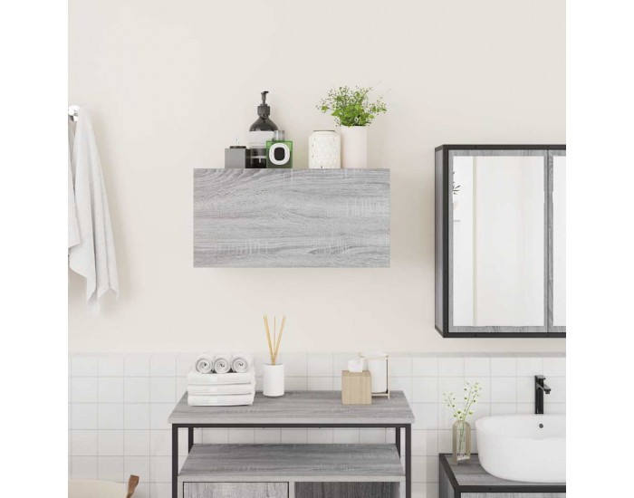 Sonata H Стенен шкаф за баня, сив сонома, 60x25x30 см, инженерно дърво
