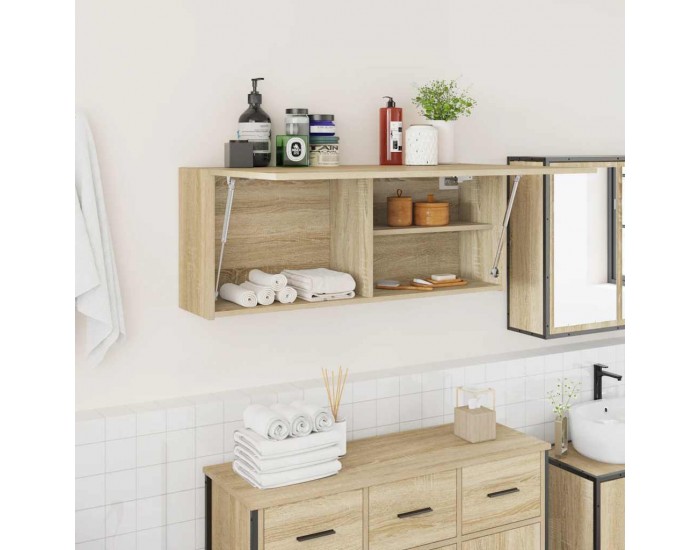Sonata H Стенен шкаф за баня, дъб сонома, 100x25x40 см, инженерно дърво