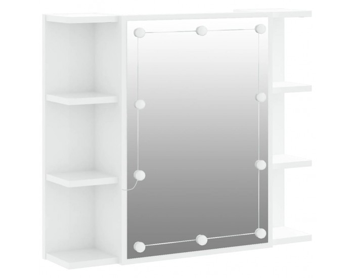 Sonata H Огледален шкаф с LED, бял гланц, 70x16,5x60 см