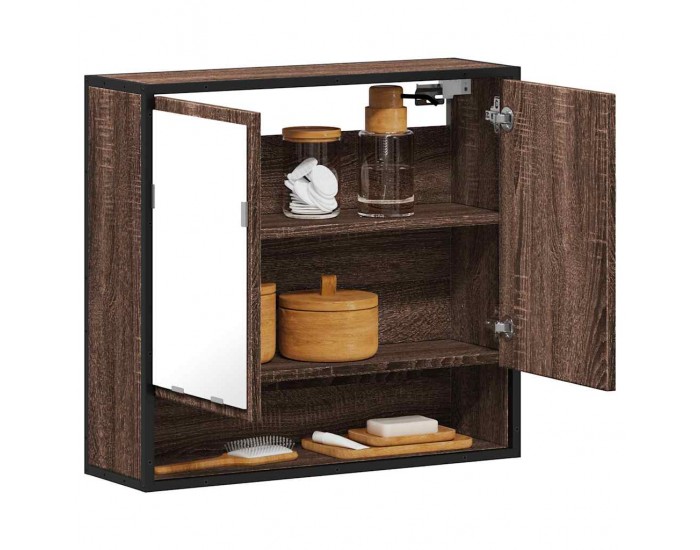 Sonata H Огледален шкаф за баня Кафяв дъб 65x20x60cm Инженерна дървесина