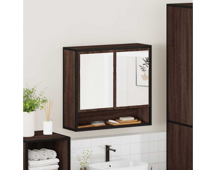 Sonata H Огледален шкаф за баня Кафяв дъб 65x20x60cm Инженерна дървесина