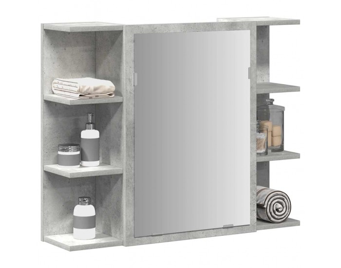 Sonata H Шкаф за баня с огледало, бетонно сив, 80x20,5x64 см, ПДЧ