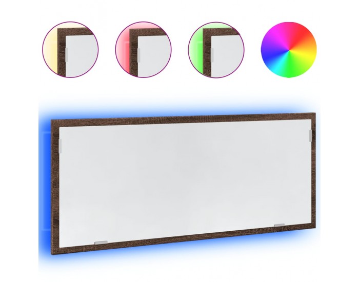 Sonata H LED огледало за баня, кафяв дъб, 100x8,5x37 см, инженерно дърво