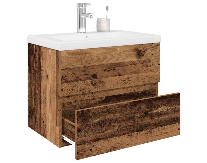 Sonata H шкаф за мивка с вграден басейн и смесител Старо дърво