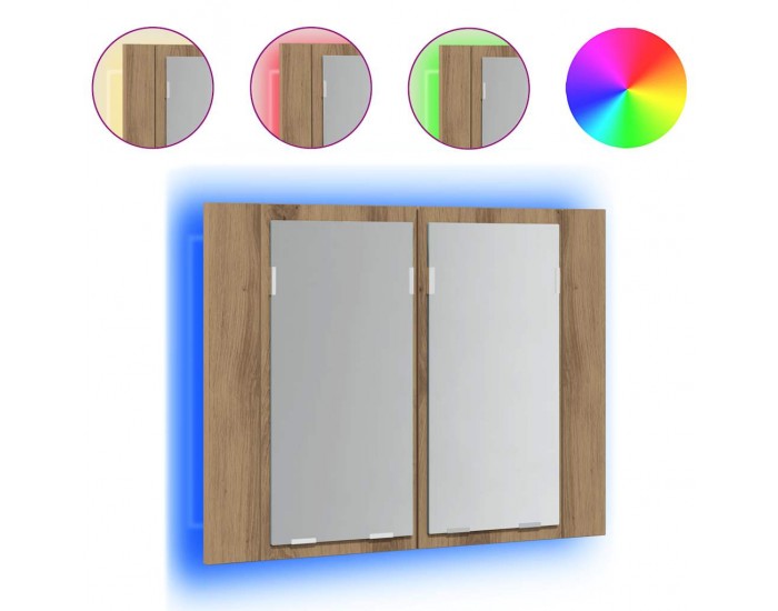 Sonata H LED огледален шкаф Artisan Oak 60x12x45 cm Инженерна дървесина