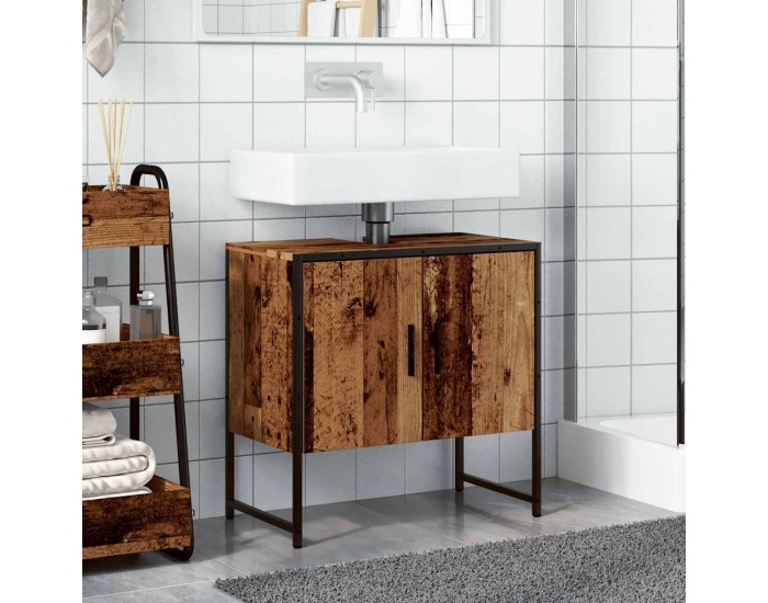 Sonata H Шкаф за мивка за баня от старо дърво 60x33x60 cm