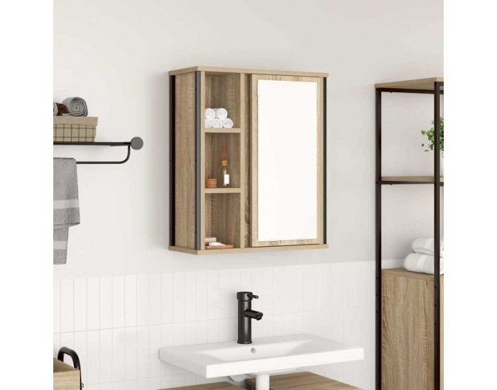 Sonata H Шкаф за баня с огледало, дъб сонома, 50x21x60 см