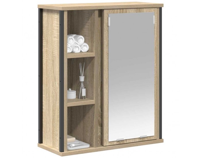 Sonata H Шкаф за баня с огледало, дъб сонома, 50x21x60 см