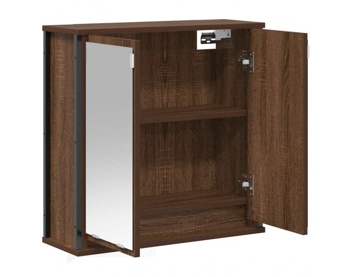 Sonata H Стенен шкаф за баня с огледало кафяв дъб 60x21x60 cm