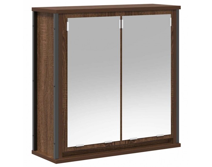 Sonata H Стенен шкаф за баня с огледало кафяв дъб 60x21x60 cm