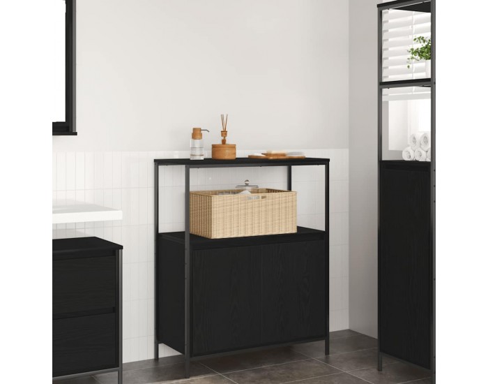 Sonata H Шкаф за баня с рафтове Черен дъб 76,5x35x95 cm