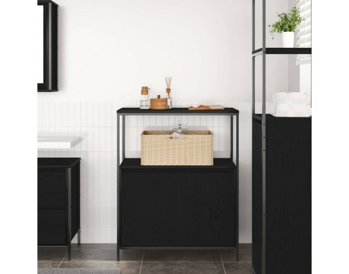 Sonata H Шкаф за баня с рафтове Черен дъб 76,5x35x95 cm