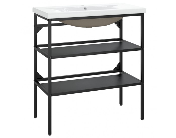 Sonata H Рамка за мивка за баня с вграден умивалник, черна, желязна