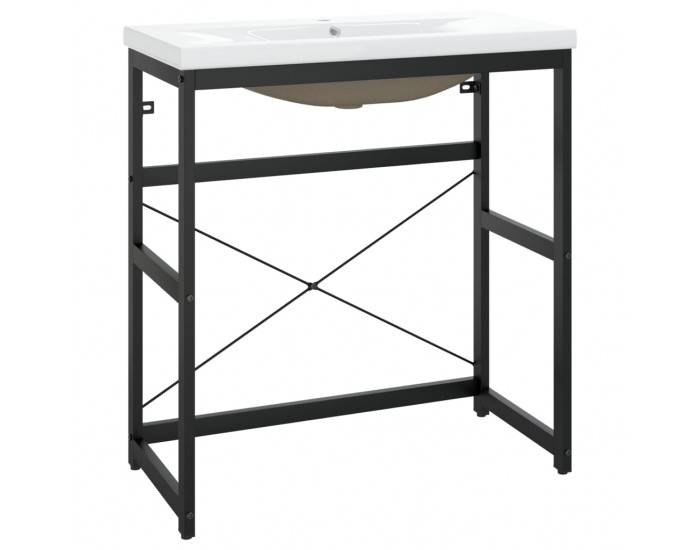 Sonata H Рамка за мивка за баня с вграден умивалник, черна, желязна
