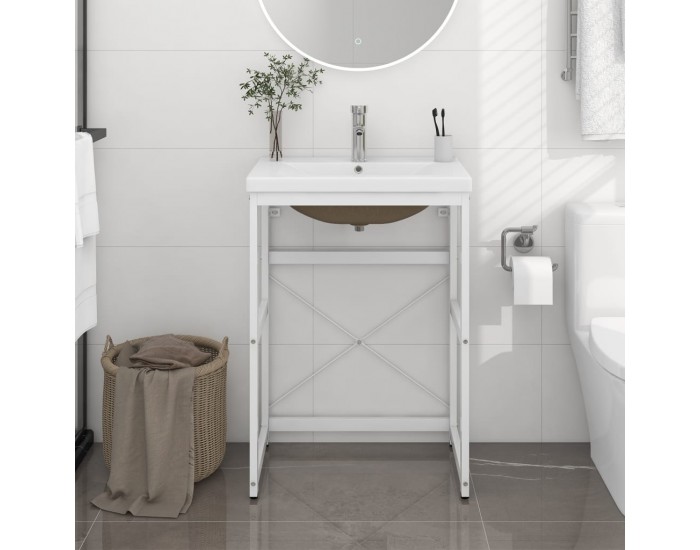 Sonata H Рамка за мивка за баня с вграден умивалник, бяла, желязна