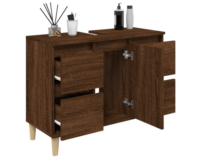 Sonata H Шкаф за мивка, кафяв дъб, 80x33x60 см, инженерно дърво