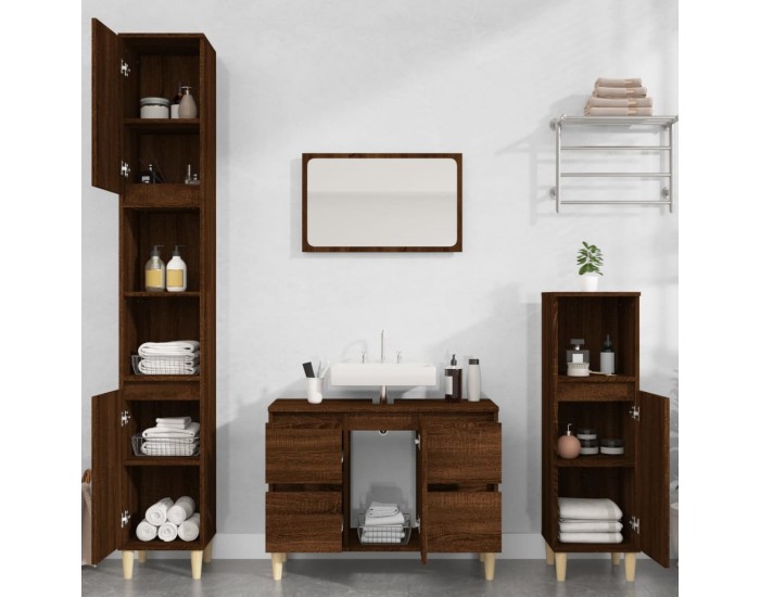 Sonata H Шкаф за мивка, кафяв дъб, 80x33x60 см, инженерно дърво