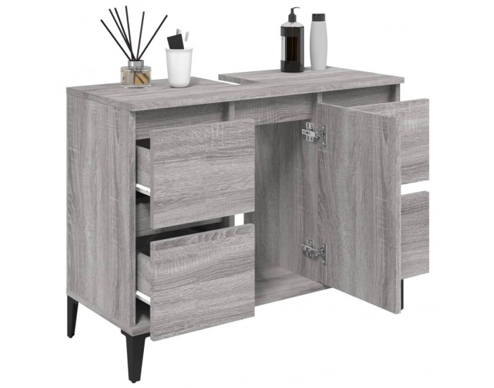 Sonata H Шкаф за мивка, сив сонома, 80x33x60 см, инженерно дърво