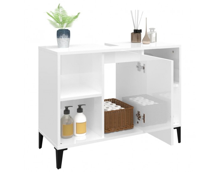 Sonata H Шкаф за мивка, бял гланц, 80x33x60 см, инженерно дърво