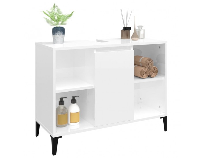 Sonata H Шкаф за мивка, бял гланц, 80x33x60 см, инженерно дърво