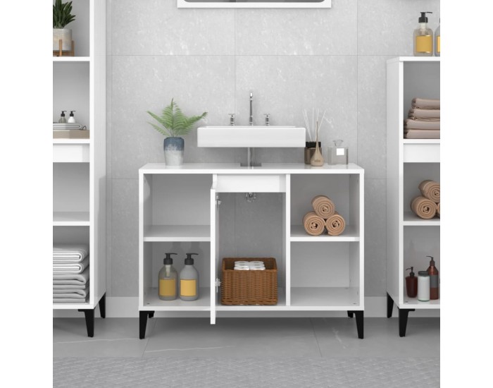 Sonata H Шкаф за мивка, бял гланц, 80x33x60 см, инженерно дърво