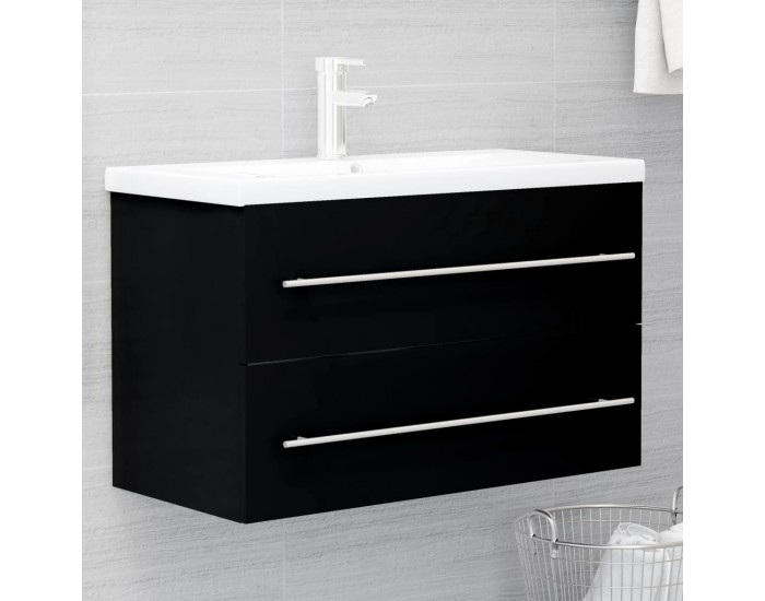 Sonata H Шкаф за мивка с вградена мивка, черен, инженерно дърво