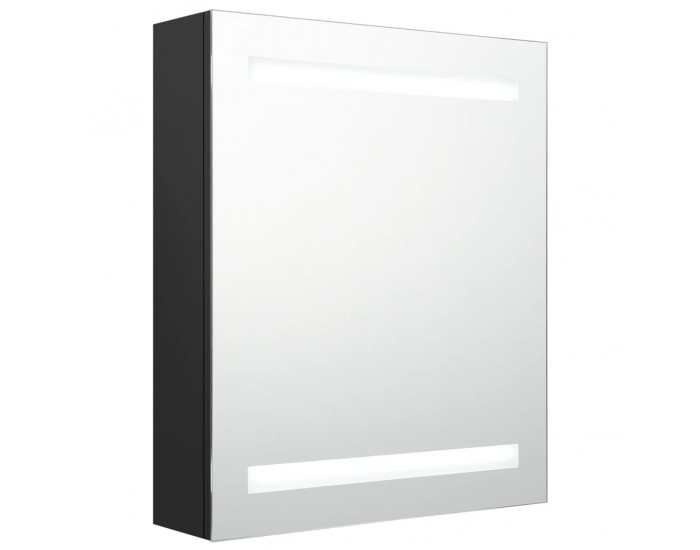 Sonata H LED шкаф с огледало за баня, черно, 50x14x60 см