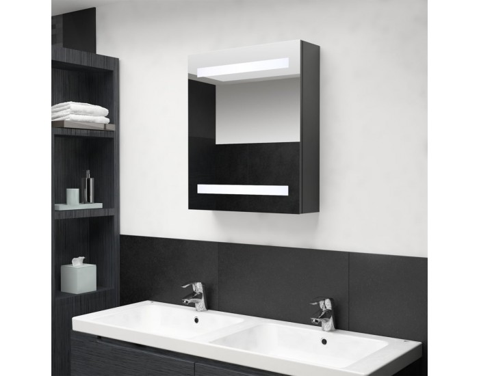 Sonata H LED шкаф с огледало за баня, сив, 50x14x60 см