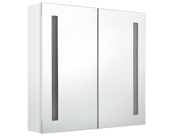 Sonata H LED шкаф с огледало за баня, сияйно бяло, 62x14x60 см