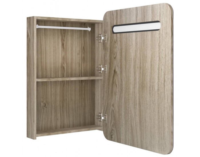 Sonata H LED шкаф с огледало за баня, цвят дъб, 60x11x80 см