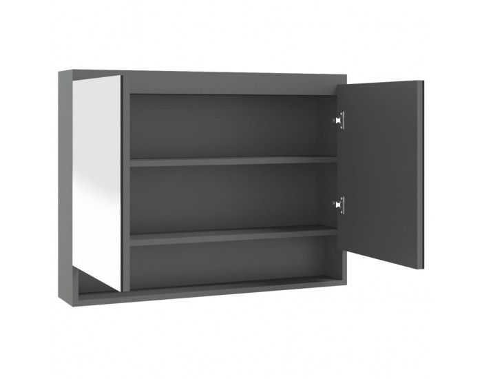 Sonata H Шкаф с огледало за баня, 80x15x60 см, МДФ, сиво