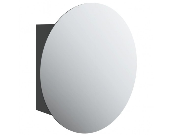 Sonata H Шкаф за баня с кръгло огледало и LED, черен, 47x47x17,5 см