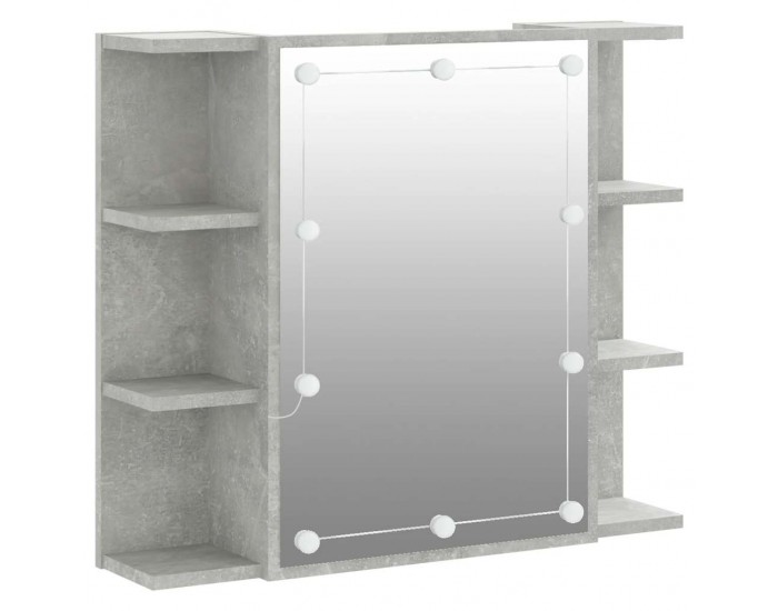 Sonata H Огледален шкаф с LED, бетонно сив, 70x16,5x60 см