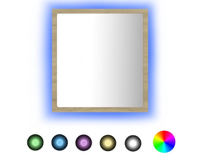 Sonata H LED огледало за баня, дъб сонома, 40x8,5x37 см, акрил