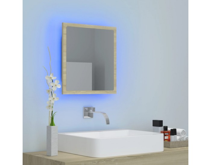 Sonata H LED огледало за баня, дъб сонома, 40x8,5x37 см, акрил