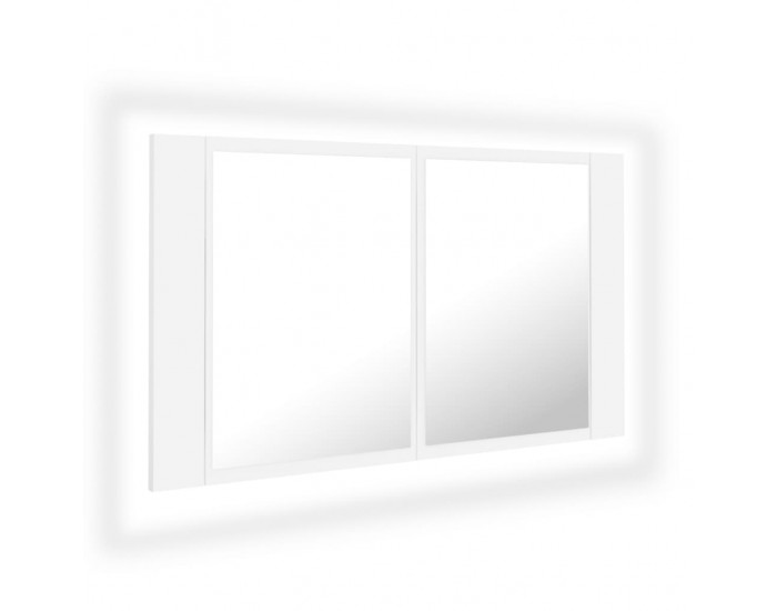 Sonata H Шкаф с LED огледало за баня, бял, 80x12x45 см, акрил