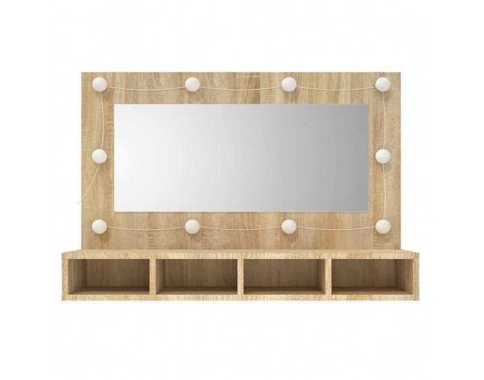 Sonata H Огледален шкаф с LED, сонома дъб, 90x31,5x62 см