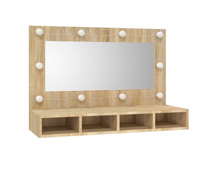 Sonata H Огледален шкаф с LED, сонома дъб, 90x31,5x62 см