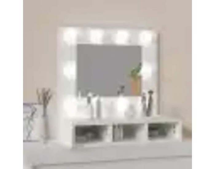 Sonata H Огледален шкаф с LED, бял, 60x31,5x62 см