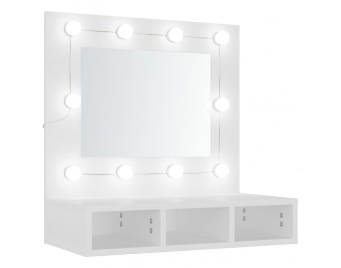 Sonata H Огледален шкаф с LED, бял, 60x31,5x62 см