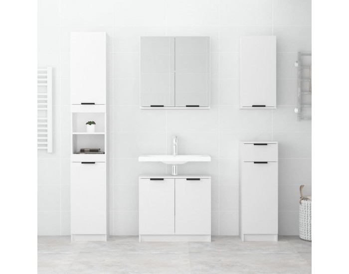 Sonata H Шкаф за баня с огледало, бял, 64x20x67 см