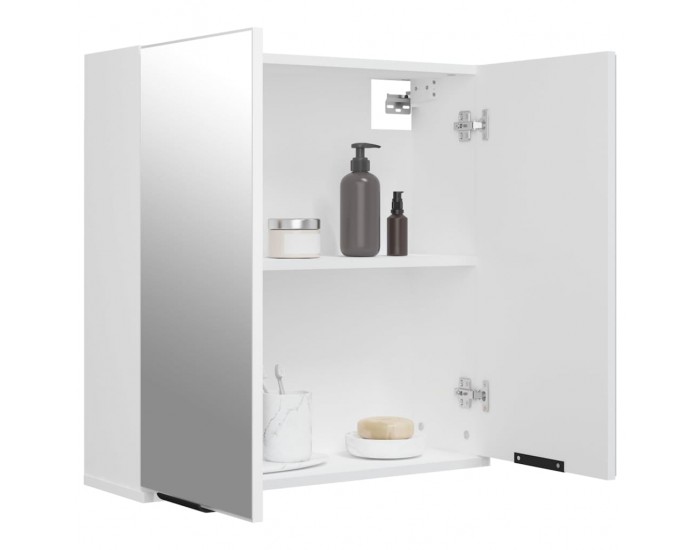 Sonata H Шкаф за баня с огледало, бял, 64x20x67 см