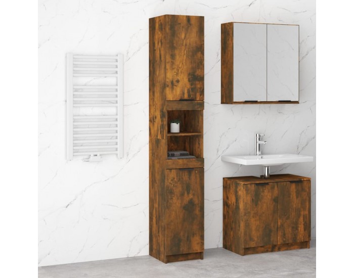 Sonata H Шкаф за баня, опушен дъб, 32x34x188,5 см, инженерно дърво