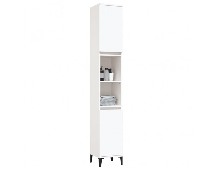 Sonata H Шкаф за баня, бял, 30x30x190 см, инженерно дърво