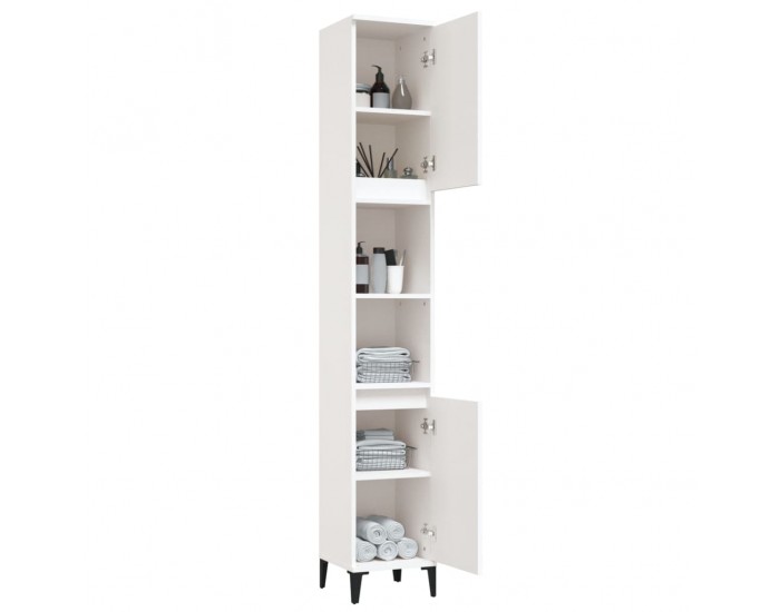 Sonata H Шкаф за баня, бял, 30x30x190 см, инженерно дърво