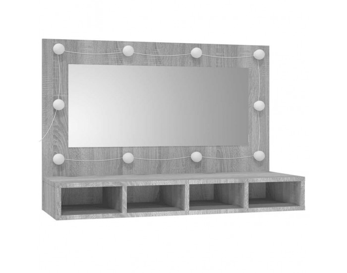 Sonata H Огледален шкаф с LED, сив сонома, 90x31,5x62 см