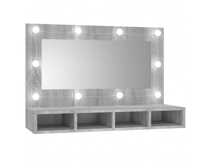 Sonata H Огледален шкаф с LED, сив сонома, 90x31,5x62 см