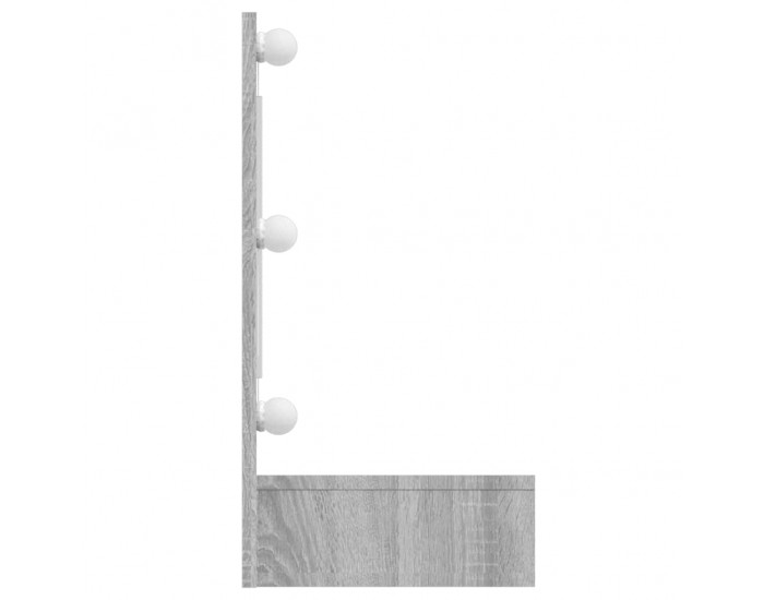 Sonata H Огледален шкаф с LED, сив сонома, 90x31,5x62 см