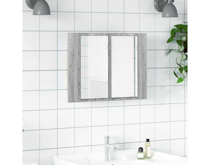 Sonata H LED огледален шкаф, сив сонома, 60x12x45 см, инженерно дърво