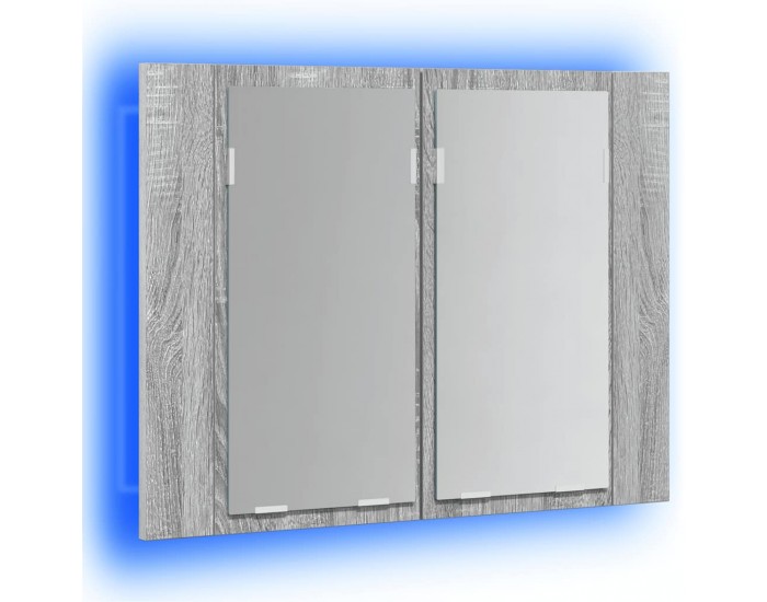 Sonata H LED огледален шкаф, сив сонома, 60x12x45 см, инженерно дърво